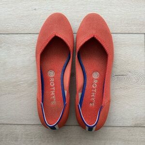 Rothy's Orange with Blue trim Knit Slip-On Flats
